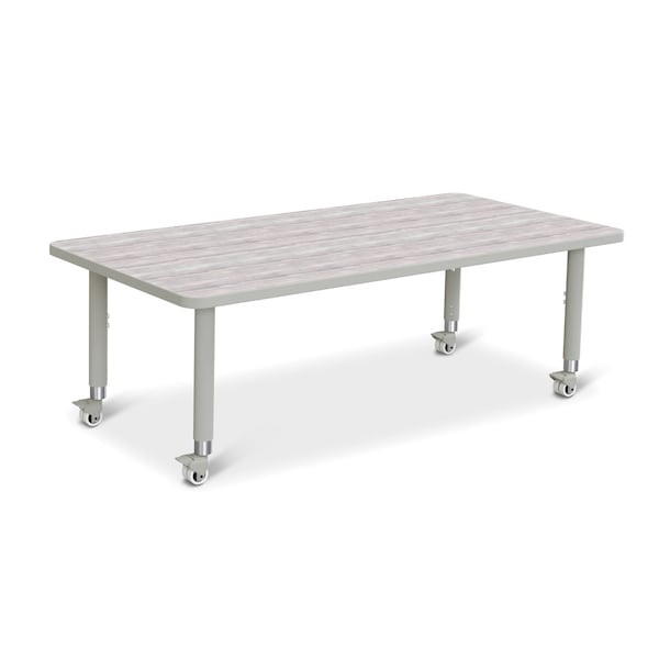 Berries Rectangle Activity Table, 30 in. x 60 in., Mobile, Driftwood Gray/Gray/Gray
